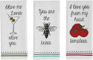 DII Assorted Love You Prnt Dishtowel (Set of 3)