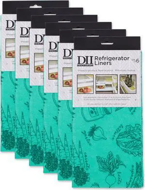 DII Aqua Market Print Fridge Liner (Set of 6)