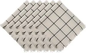 DII Black Check Fringed Napkin (Set of 6)