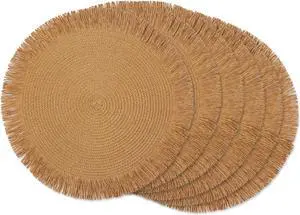 DII Natural Fringe Woven Polyester Round Placemat (Set of 6)