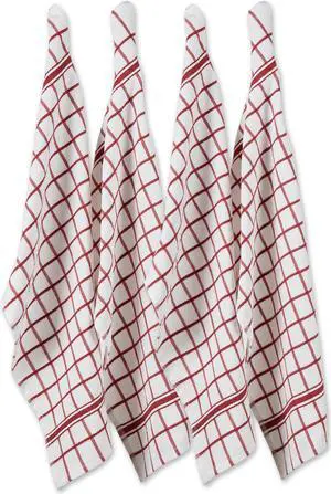DII Barn Red Windowpane Terry Dishtowel (Set of 4)