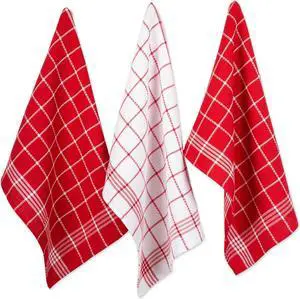 DII Red Waffle Weave Dishtowel Set of 6