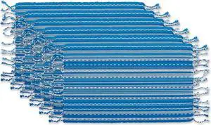 DII Blue Tonal Stripe With Fringe Placemat (Set of 6)