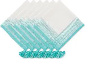 DII Turquoise Variegated Stripe With Tassel Napkin (Set of 6)