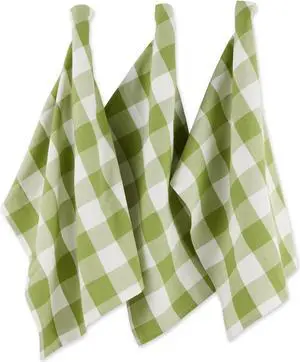 DII Antique Green Buffalo Check Dishtowel (Set of 3)