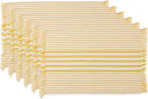 DII Deep Yellow Stripes With Fringe Placemat (Set of 6)