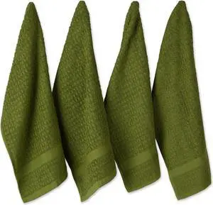 DII Solid Antique Green Waffle Terry Dishtowel (Set of 4)