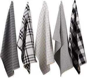 DII Black Farmhouse Woven Dishtowel (Set of 5)