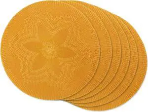 DII Honey Gold Floral Woven Round Placemat (Set of 6)