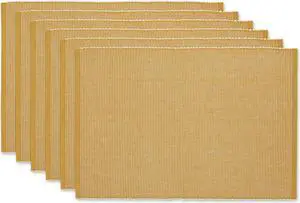 DII Honey Gold & White 2-Tone Ribbed Placemat (Set of 6)
