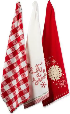 DII Santa Chef Clause Kitchen, Let It Snow Dishtowel Set of 3