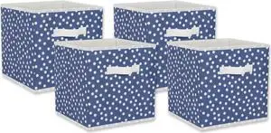 DII Nonwoven Polyester Cube Small Dots French Blue and White Square 11x11x11 Set of 4