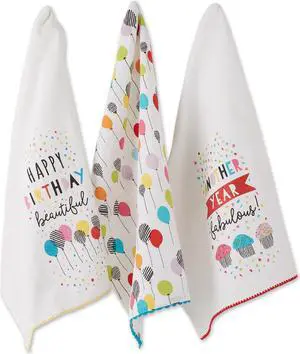 DII Asst Happy Birthday Embellished Dishtowel (Set of 3)