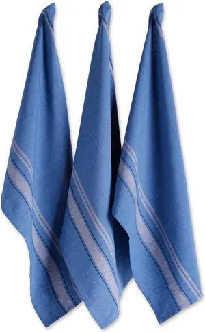 DII Blue Chambray French Stripe Woven Dishtowel (Set of 3)