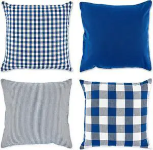 DII Assorted Navy/Off White Pillow Cover 18x18 Set/4