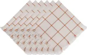 DII Honey Gold Check Fringed Napkin (Set of 6)