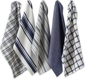 DII Asst Nautical Blue Woven Dishtowels (Set of 5)
