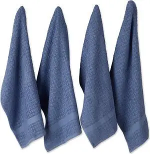 DII Solid Vintage Stonewash Blue Waffle Terry Dishtowel (Set of 4)