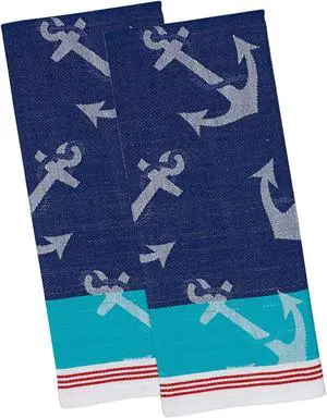DII Anchors Away Jacquard Dishtowel (Set of 2)