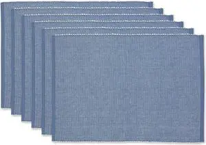 DII Stonewash Blue & White 2-Tone Ribbed Placemat (Set of 6)