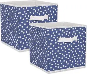 DII Nonwoven Polyester Cube Small Dots French Blue and White Square 11x11x11 Set of 2