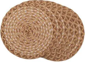 DII Natural Dahlia Woven Polyester Round Placemat (Set of 6)