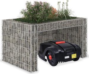 vidaXL Lawn Mower Garage with Raised Bed 43.3"x31.5"x23.6" Steel Wire