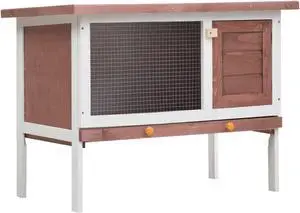 vidaXL Outdoor Rabbit Hutch 1 Layer Brown Wood