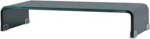 vidaXL TV Stand / Monitor Riser Glass Black 23.6"x9.8"x4.3"