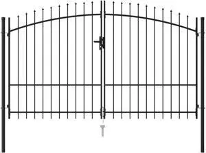vidaXL Fence Gate Double Door with Spike Top Steel 9.8'x6.6' Black vidaXL Fence Gate Double Door with Spike Top Steel 9.8'x6.6' Black