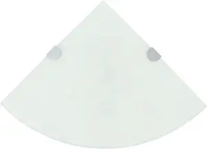 vidaXL Corner Shelf with Chrome Supports Glass White 9.8" Wall Hanging Rack vidaXL Corner Shelf with Chrome Supports Glass White 9.8" Wall Hanging Rack