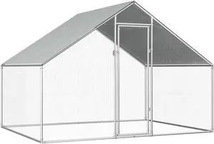 vidaXL Outdoor Chicken Cage 9'x6.6'x6'3" Galvanized Steel vidaXL Outdoor Chicken Cage 9'x6.6'x6'3" Galvanized Steel