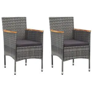 vidaXL Garden Dining Chairs 2 pcs Poly Rattan Gray