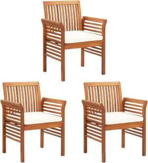 vidaXL Garden Dining Chairs with Cushions 3 pcs Solid Acacia Wood