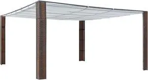 vidaXL Gazebo with Roof Poly Rattan 157.4"x157.4"x78.7"  Brown and Cream