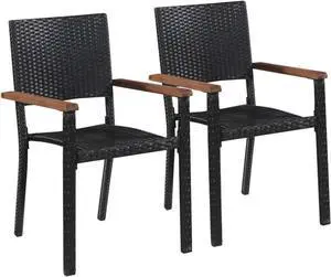 vidaXL Outdoor Chairs 2 pcs Poly Rattan Black