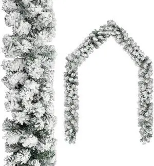 vidaXL Christmas Garland with Flocked Snow Green 16.4' PVC