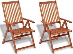 vidaXL Folding Garden Chairs 2 pcs Solid Acacia Wood Brown vidaXL Folding Garden Chairs 2 pcs Solid Acacia Wood Brown