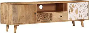 vidaXL TV Cabinet 55.1"x11.8"x15.7" Solid Mango Wood