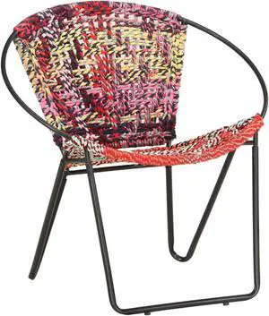 vidaXL Circle Chair Multicolors Chindi Fabric