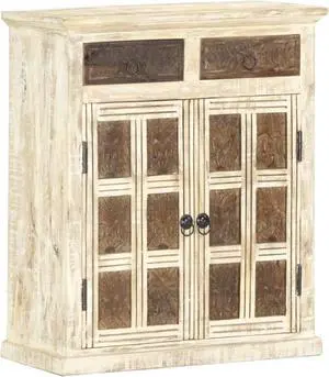 vidaXL Sideboard White 25.6"x11.8"x29.5" Solid Mango Wood