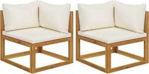 vidaXL Sectional Corner Sofas 2 pcs with Cushions Cream White