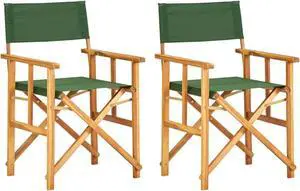 vidaXL Director's Chairs 2 pcs Solid Acacia Wood Green