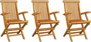 vidaXL Garden Chairs 3 pcs Solid Teak Wood