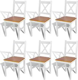 vidaXL Dining Chairs 6 pcs White Pinewood vidaXL Dining Chairs 6 pcs White Pinewood