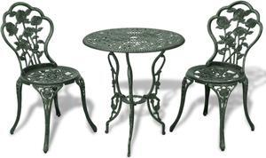 vidaXL 3 Piece Bistro Set Cast Aluminium Green