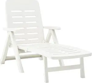 vidaXL Folding Sun Lounger Plastic White