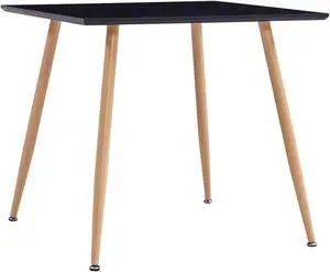 vidaXL Dining Table Black and Oak 31.7"x31.7"x28.7" MDF