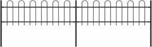 vidaXL Garden Fence with Hoop Top Steel 11.2ft Black vidaXL Garden Fence with Hoop Top Steel 11.2ft Black