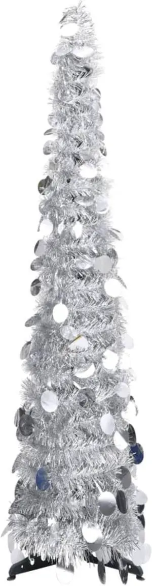 vidaXL Christmas Tree Pop-up Artificial Tree Christmas Decoration Silver PET